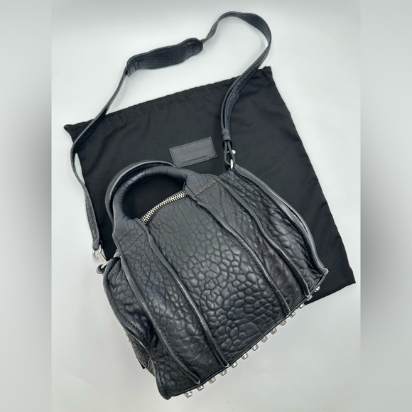 ALEXANDER WANG Pebbled Lambskin Inside Out Rockie Black Clear Resin Hardware - Picture 9 of 15
